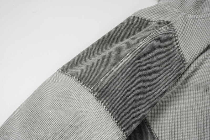 Sweat à capuche zippé quart de zip en maille gaufrée – Design bicolore déconstruit