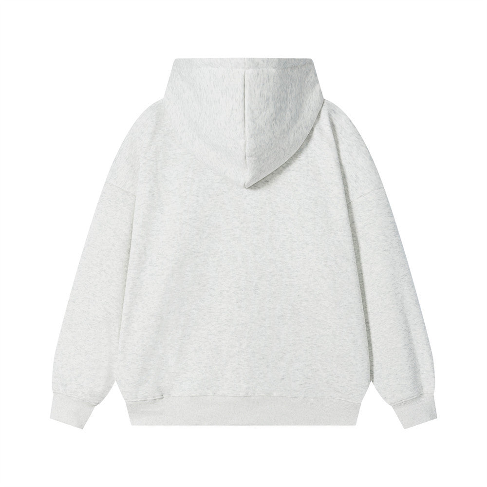 Oversized Graphic Letter Print Fleece-Lined Pullover Hoodie