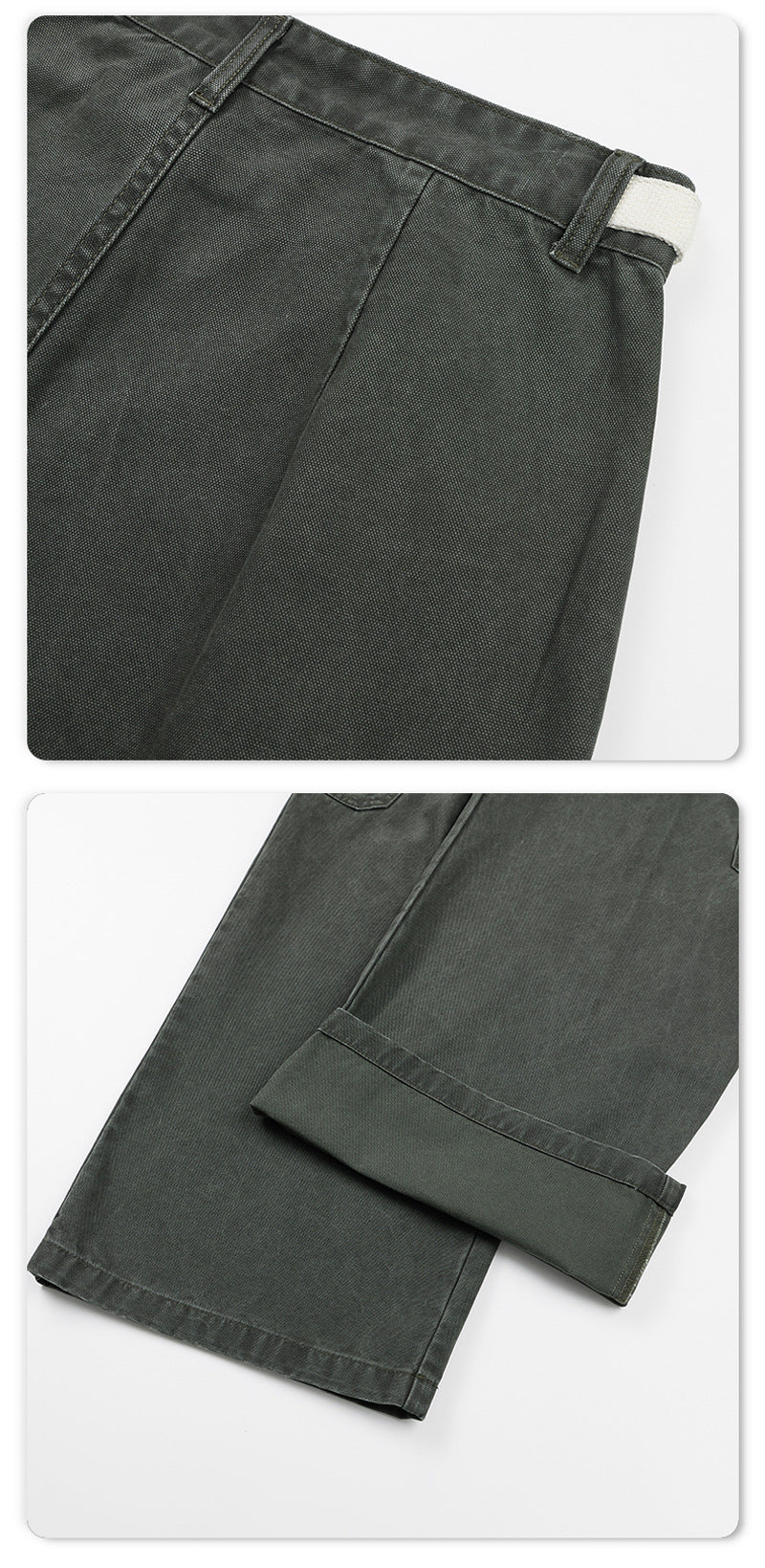 Wide-Leg Cargo Pants – Pleated Multi-Pocket Baggy Trousers in Army Green