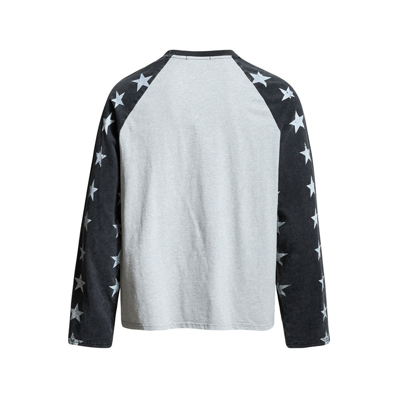 Cathedral Graphic Raglan Long Sleeve Tee with Star-Print Sleeves