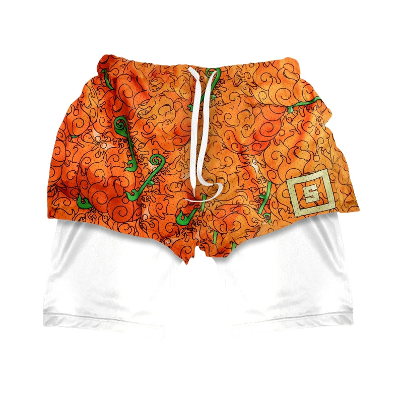 Gomu Gomu Fruit One Piece Gym Shorts - Shorts de entrenamiento de anime para hombres y mujeres | Ropa de condición física de fruta del diablo