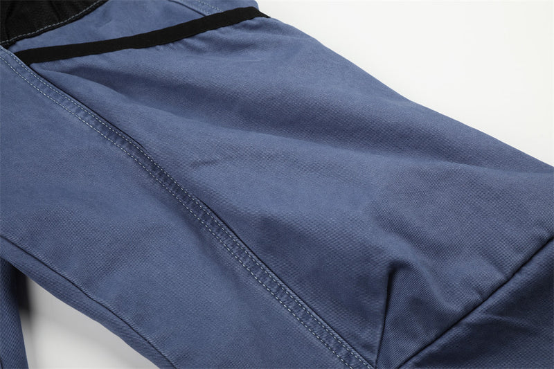 Wide-Leg Cargo Pants with Multi-Pocket Design and Contrast Paneling