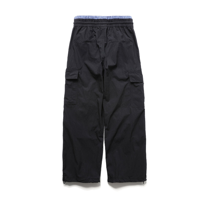 Wide-Leg Cargo Pants with Elastic Waist & Multi-Pocket Design