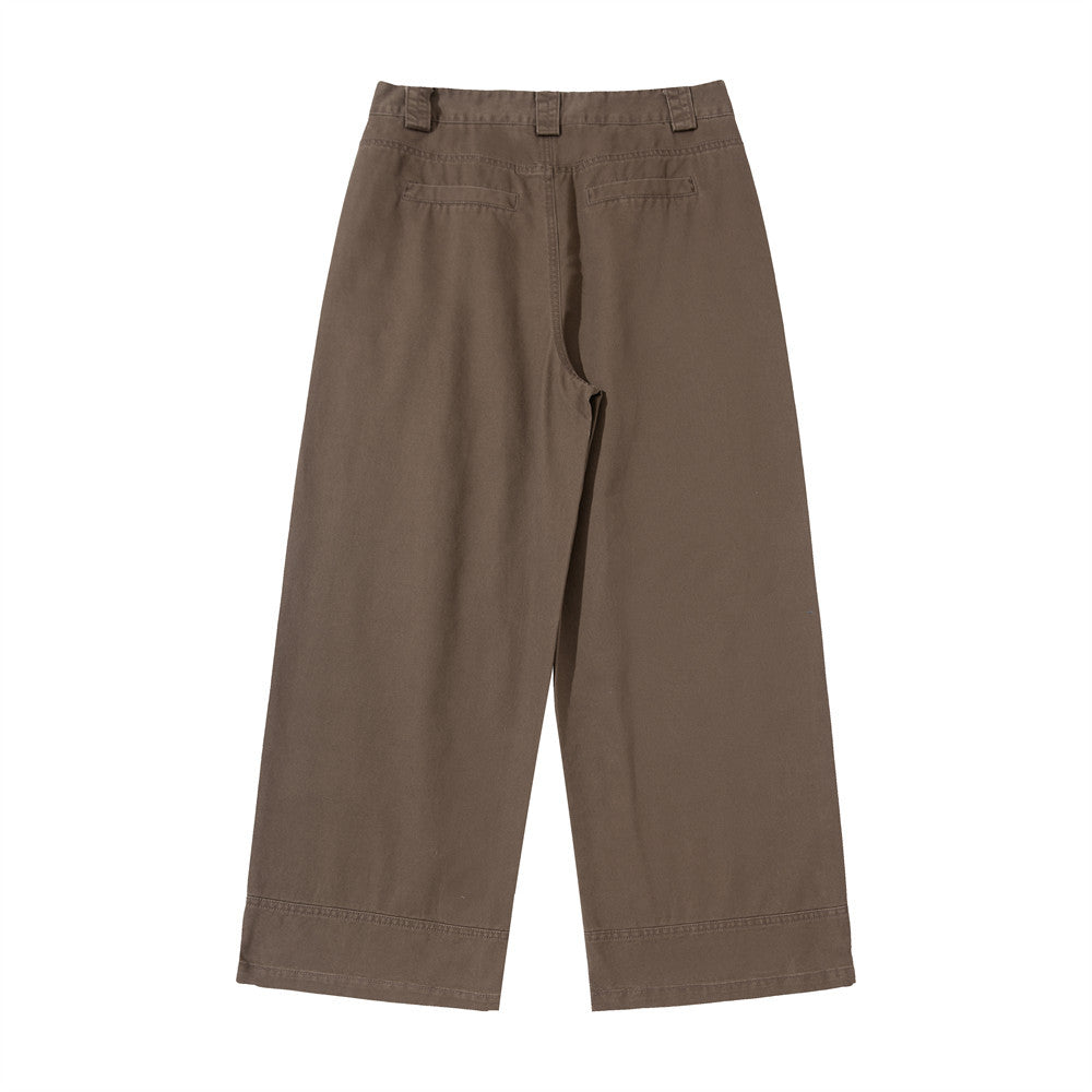 Men's Wide-Leg Workwear Trousers – Relaxed Straight-Cut Pants with Patch Pockets