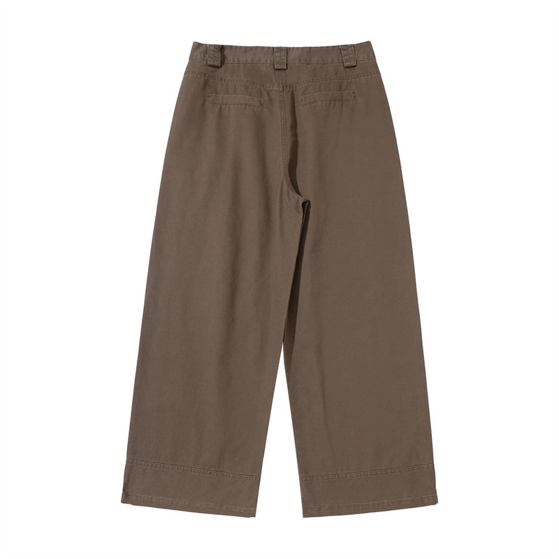 Men's Wide-Leg Workwear Trousers – Relaxed Straight-Cut Pants with Patch Pockets
