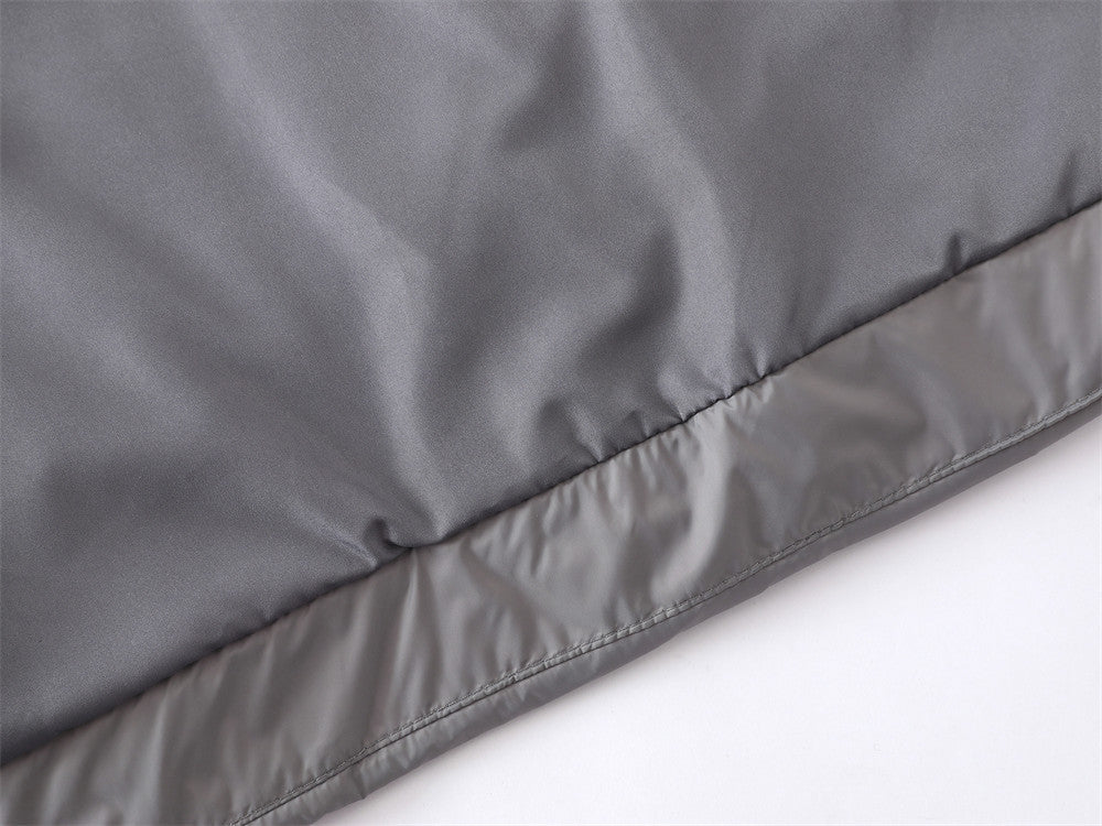 Oversized Hooded Puffer Jacket – Full-Zip Quilted Down Coat in Grey