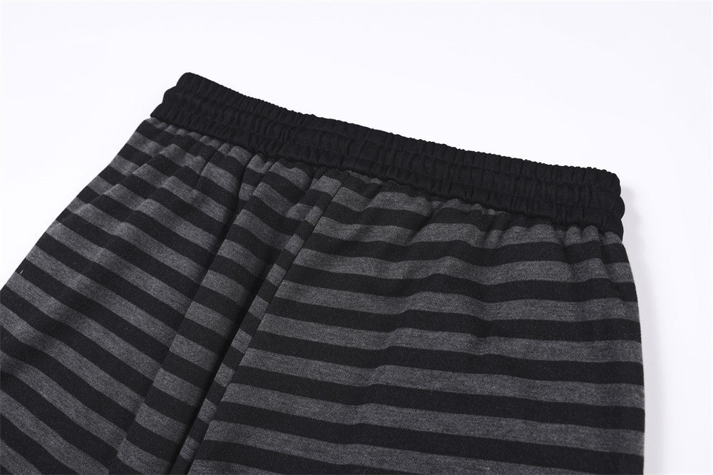 Pantalon de survêtement rayé à jambes larges – Homme, imprimé patchwork graphique punk, coupe droite décontractée