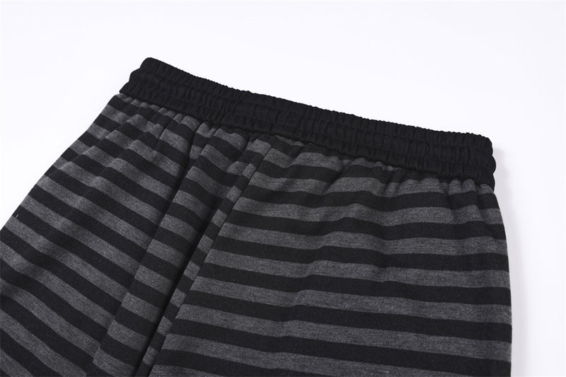 Pantalon de survêtement rayé à jambes larges – Homme, imprimé patchwork graphique punk, coupe droite décontractée