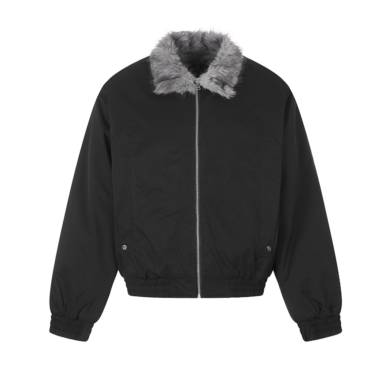 Faux Fur Collar Padded Bomber Jacket – Oversized Flight Jacket