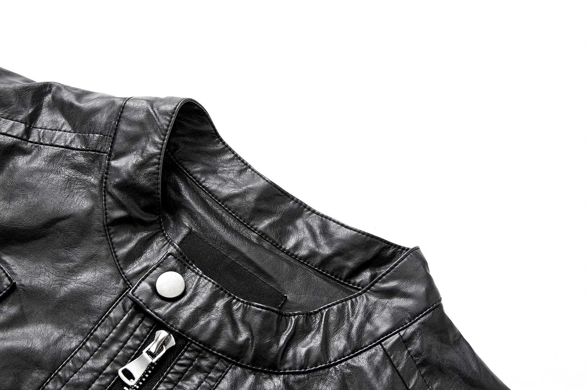 Veste biker moto homme en simili cuir noir – Coupe décontractée, style racer rétro