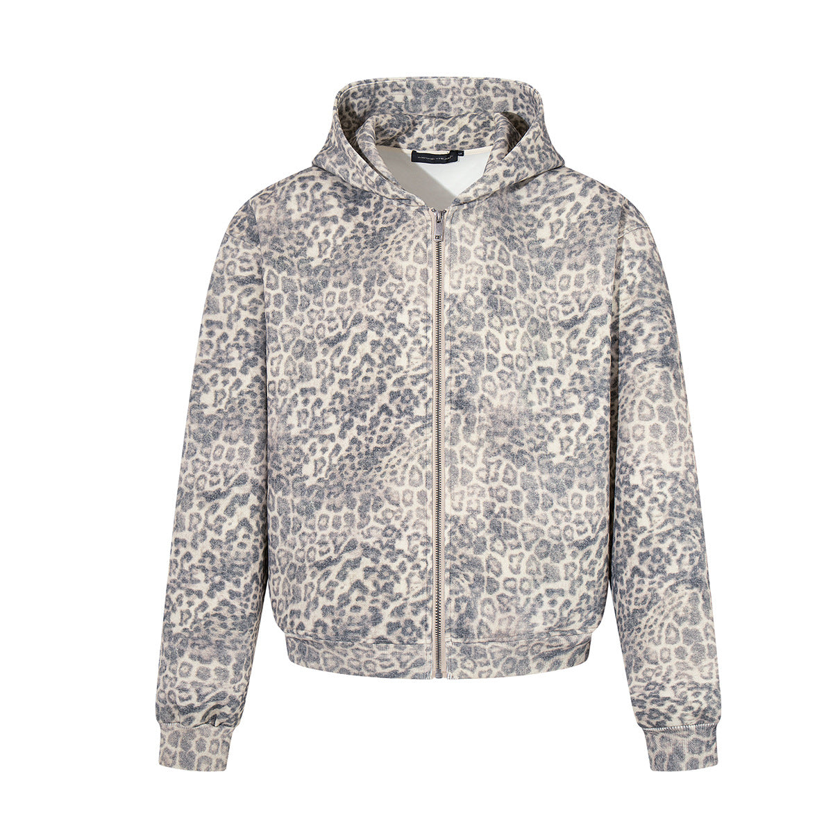 Hoodie zippé à imprimé léopard – Style streetwear américain vintage