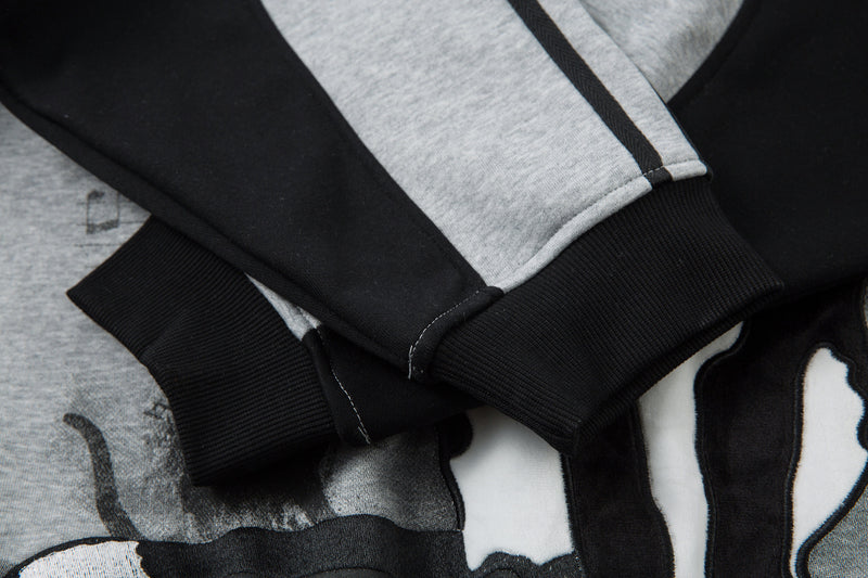 Sweat-shirt motif chat en smoking avec imprimé note de musique et manches raglan color block