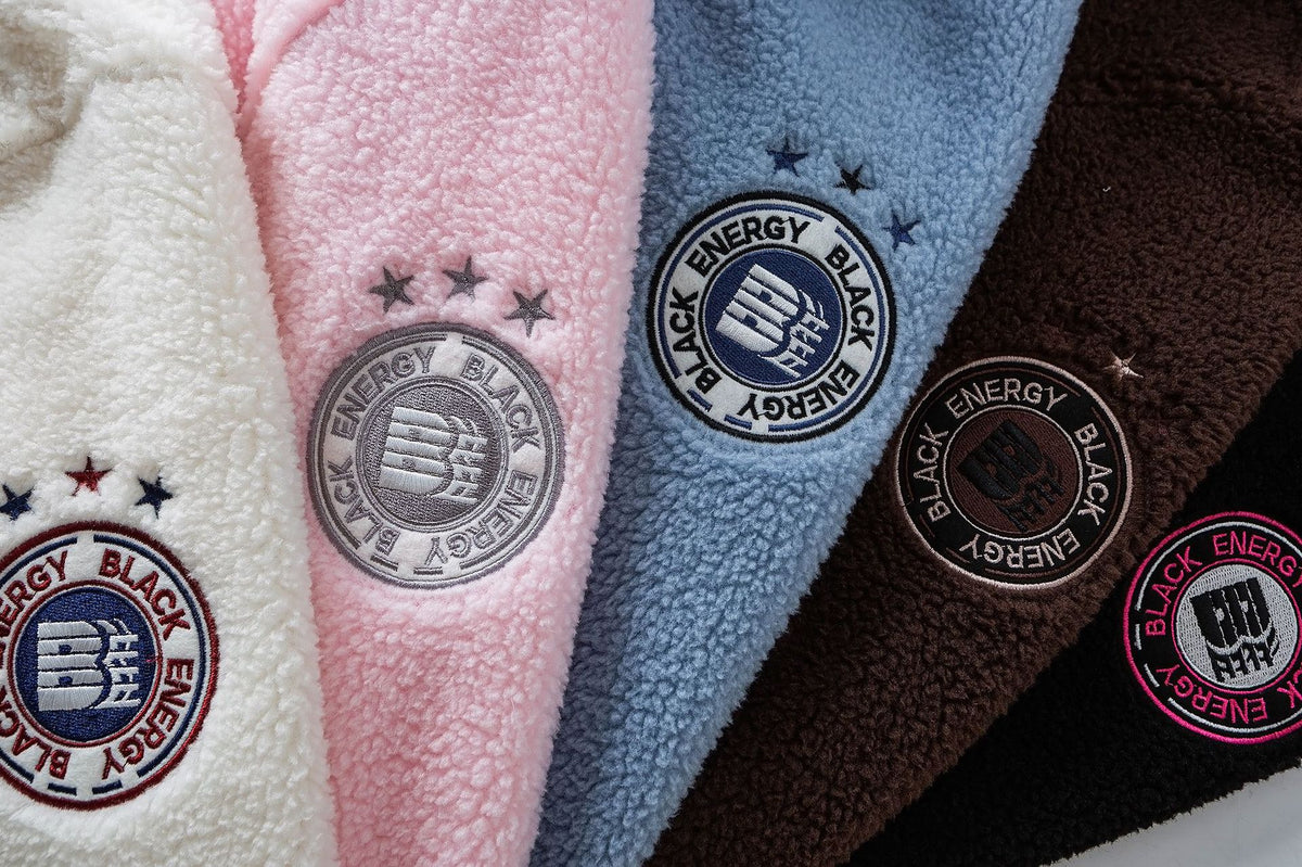Sherpa Fleece Zip-Up Hoodie Jacket – Varsity Embroidered Teddy Coat