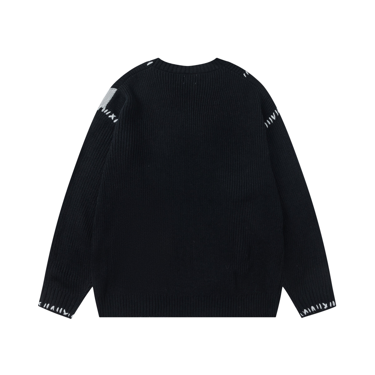 Pull homme en maille patchwork – Col rond vintage à franges américaines