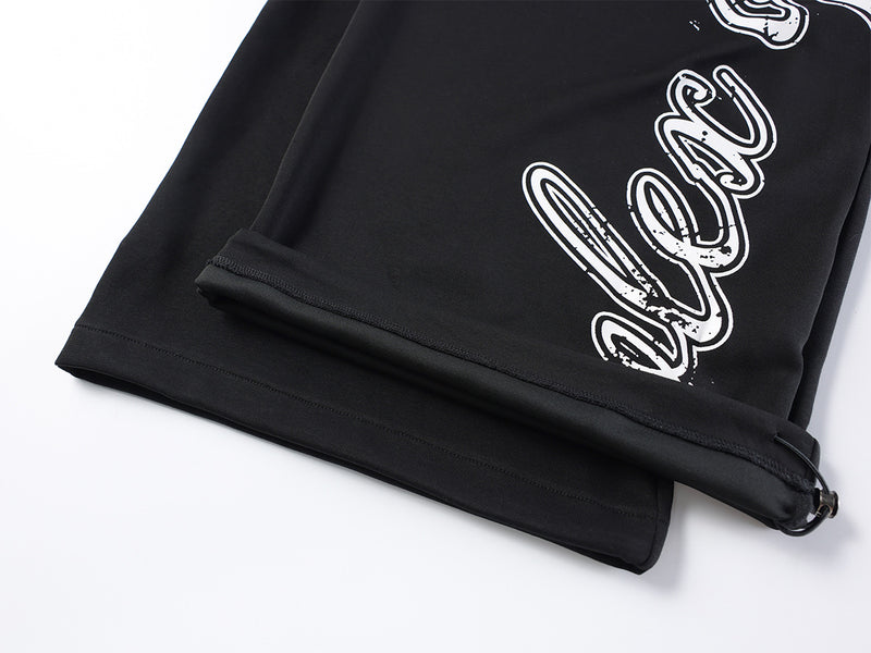 Pantalon de survêtement à jambes larges avec logo cursif et ceinture élastiquée