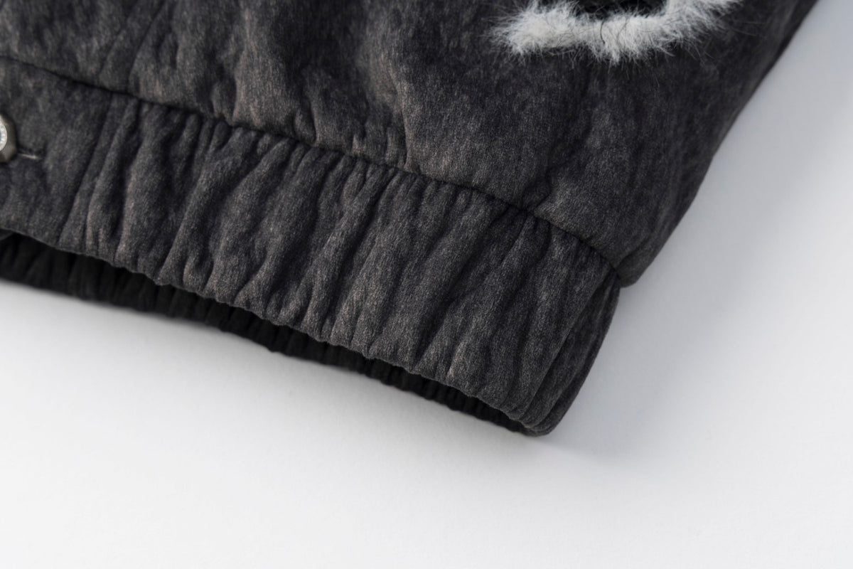 Faux Fur Trim Hooded Bomber Jacket – Textured Fleece with PU Leather Panels