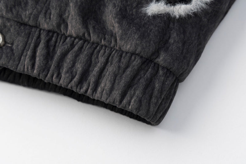 Faux Fur Trim Hooded Bomber Jacket – Textured Fleece with PU Leather Panels