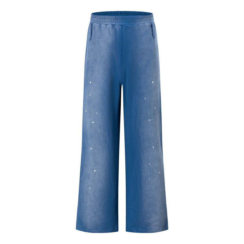 Paint Splatter Wide-Leg Sweatpants – Acid Wash Relaxed Fit Streetwear Pants