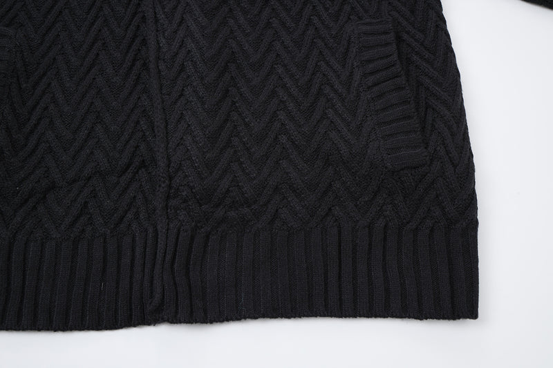 Cardigan en maille torsadée chevrons avec col châle et poches avant