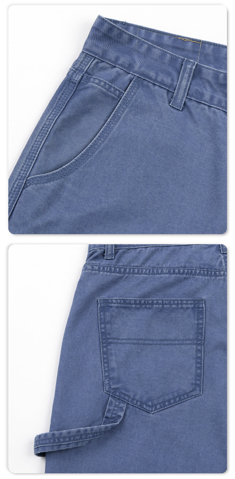 Weite Workwear-Hose mit Metallketten-Detail – Vintage-Blau