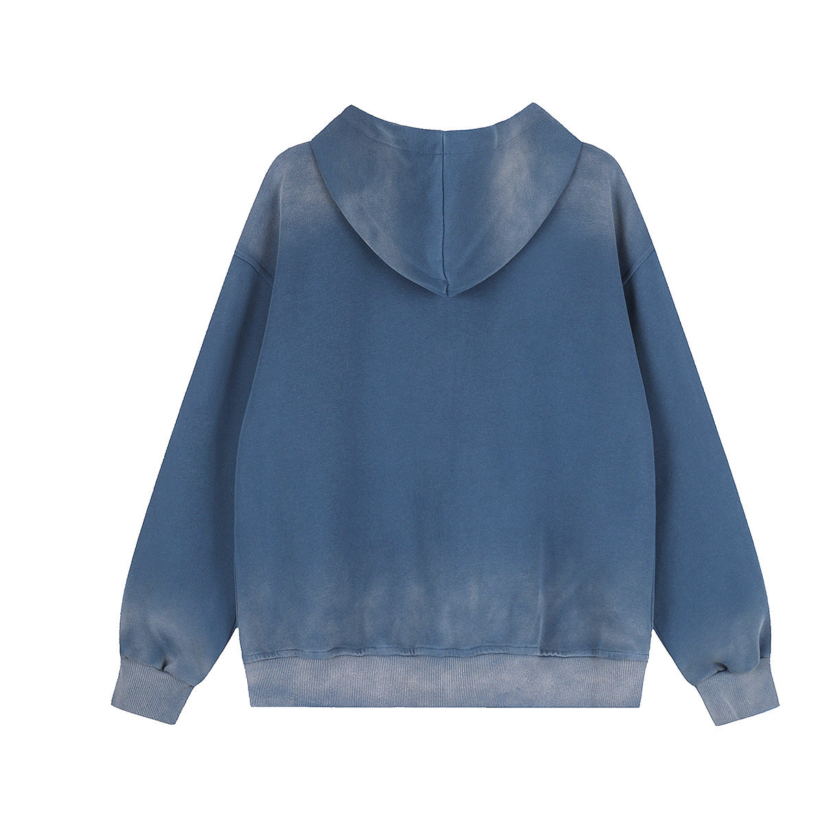 Sudadera Lavada con Cremallera y Estampado de Estrellas — Streetwear Vintage Azul Extragrande