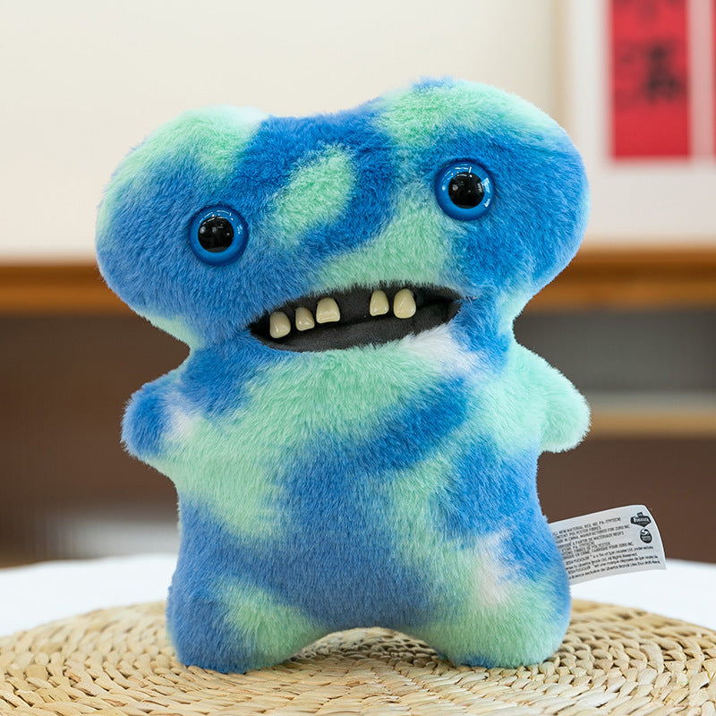 22 cm Blue-Green Monster Plush – Furry Creature Soft Toy with Big Eyes