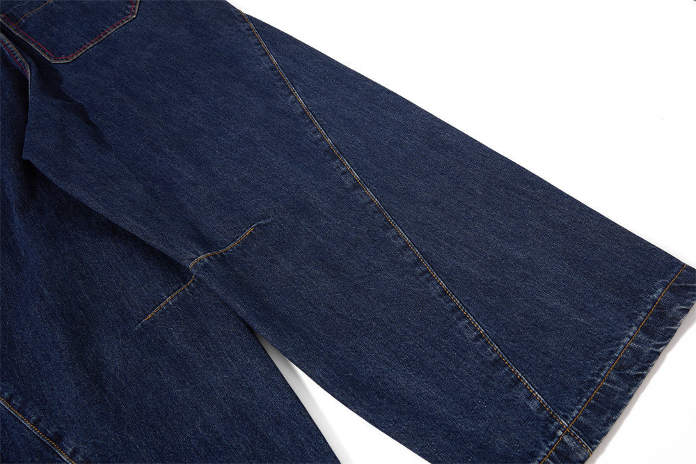 Wide-Leg-Barrel-Jeans für Herren – Deconstructed-Denim im High-Street-Stil mit Kontrast