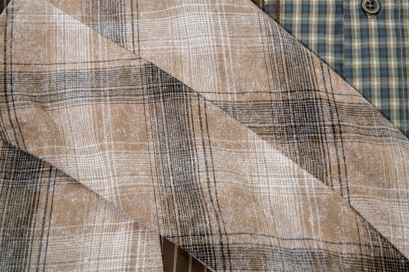 Surchemise patchwork à carreaux et rayures – Coupe décontractée, manches longues boutonnées