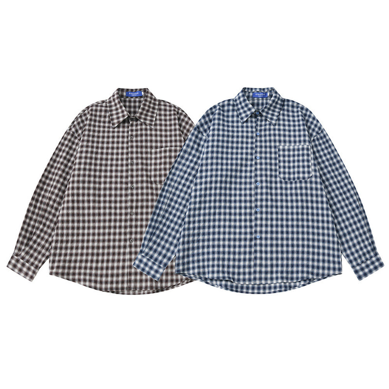 Men's Plaid Flannel Oversized Long-Sleeve Button-Down Shirt
