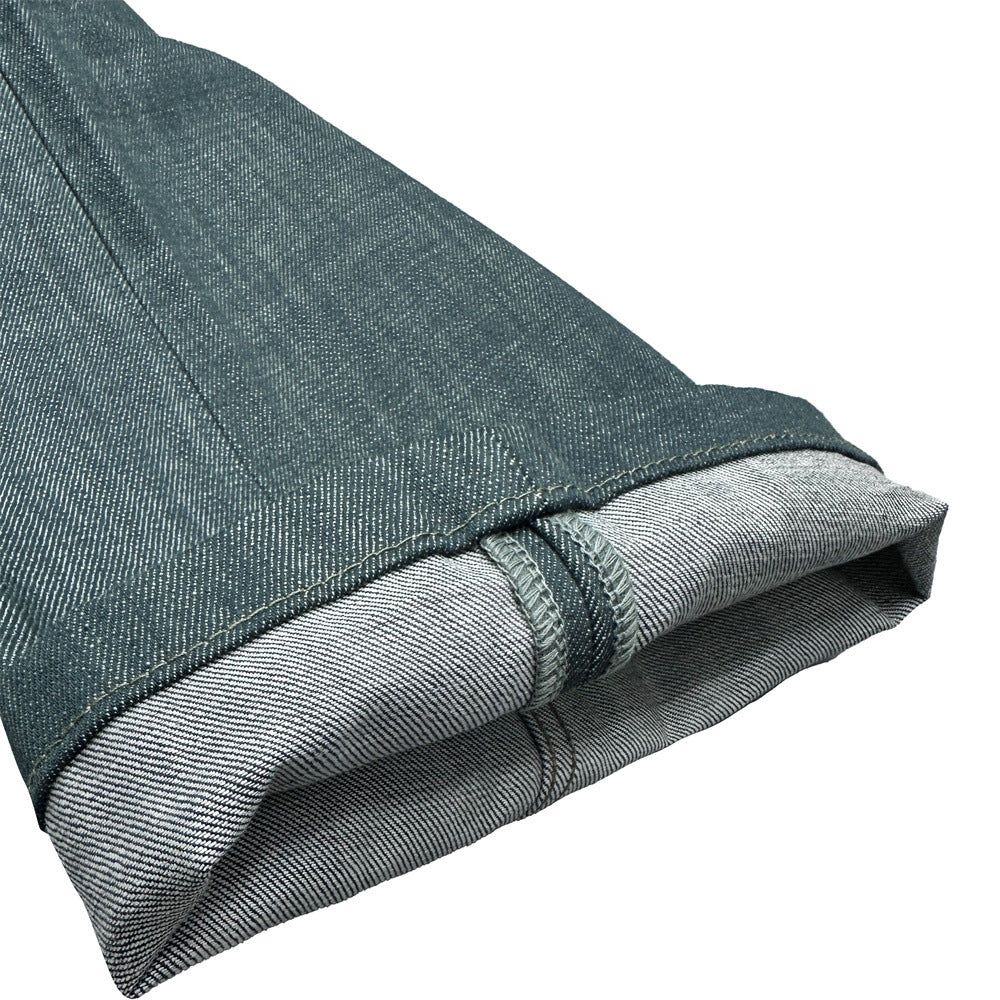 Wide-Leg Jeans Men's Button-Fly Straight Denim Pants – Lake Green