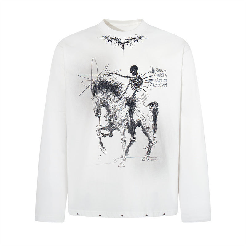Men's Long Sleeve Shirt – Dark Skeleton Rider Graffiti Graphic Tee