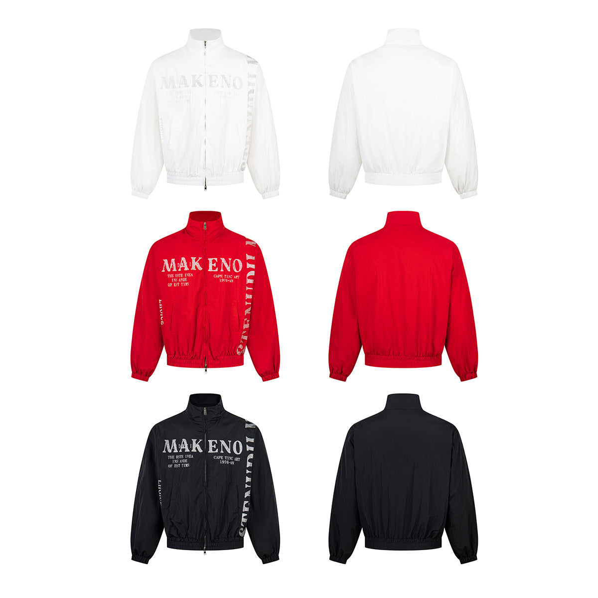 Grafik-Trackjacke – Windbreaker mit Stehkragen, durchgehendem Zipper & Stencil-Print