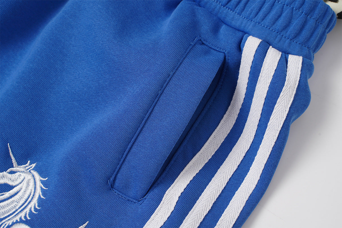 Wide Leg Sweatpants with Leopard Waistband & Pegasus Embroidery