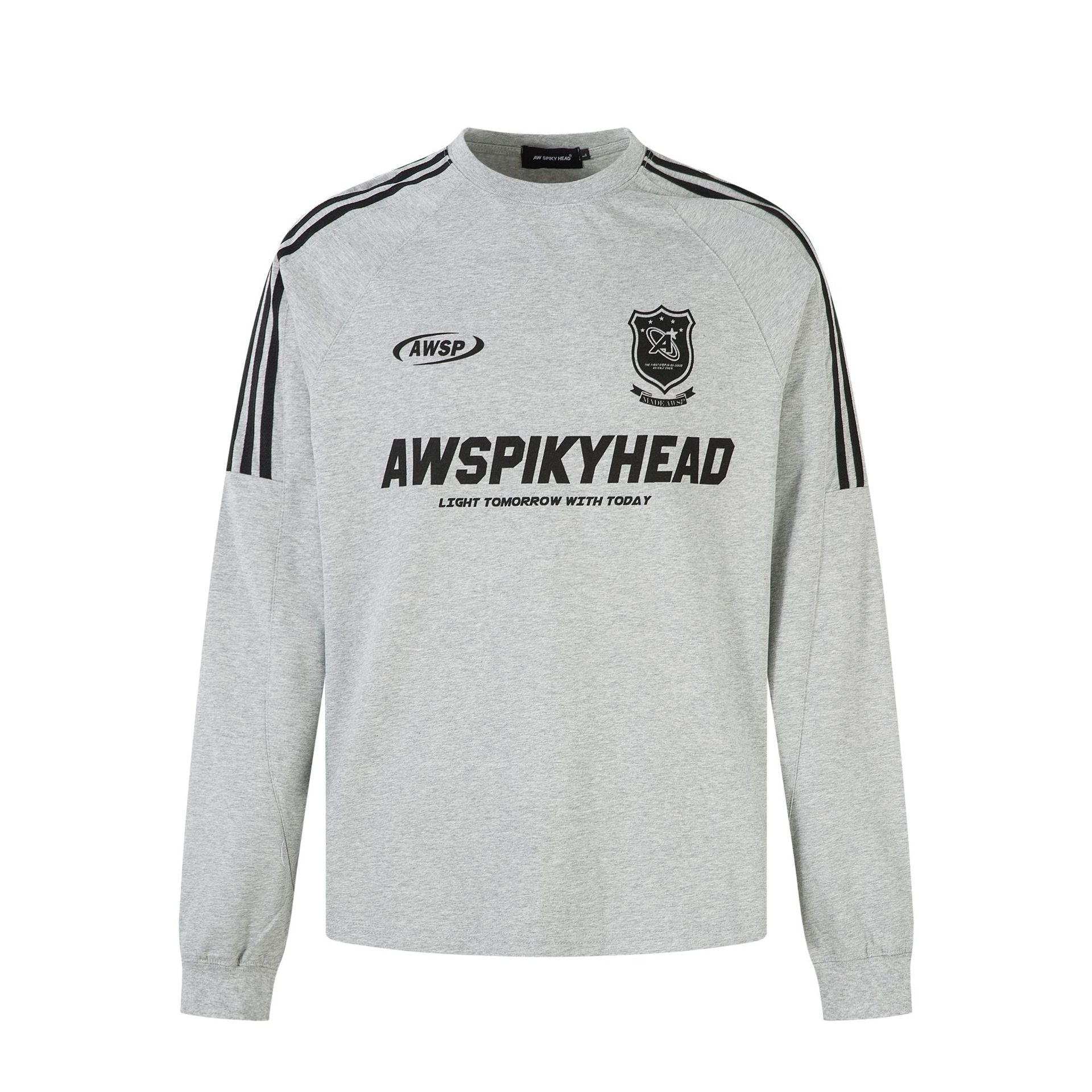 T-shirt à manches longues style football AWSPIKYHEAD – Col rond à rayures