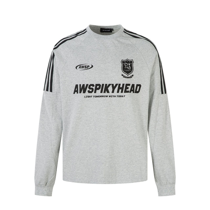 T-shirt à manches longues style football AWSPIKYHEAD – Col rond à rayures