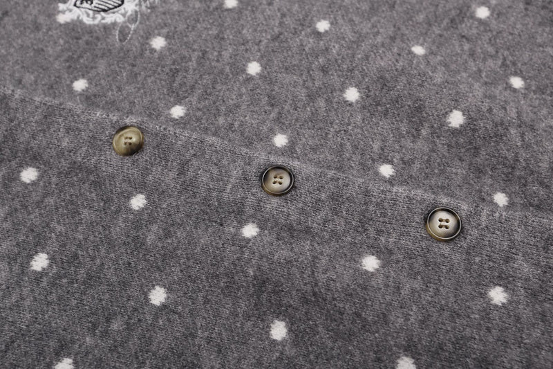 Polka Dot Knit Cardigan Sweater – Cropped Button-Up Vintage Style