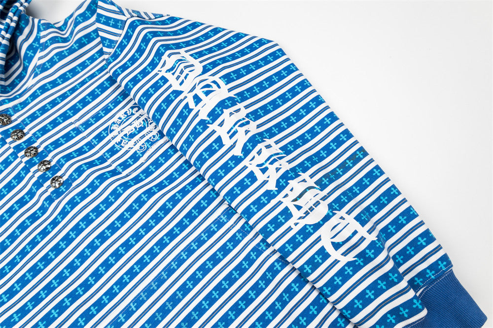 Men's Striped Gothic Letter Graphic Pullover Hoodie – Oversized Fit