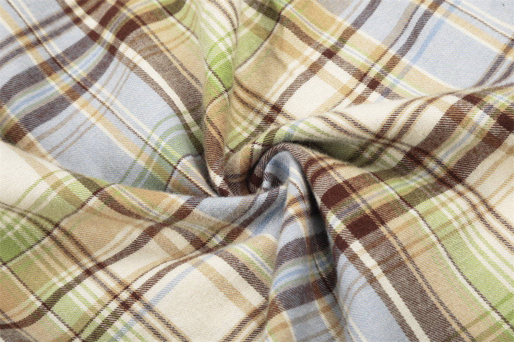 Plaid Wide-Leg Parachute Pants with Elastic Star Waistband & Drawstring Hem