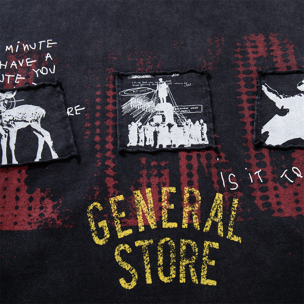 Long Sleeve Graphic T-Shirt Men – General Store Print, Relaxed Fit