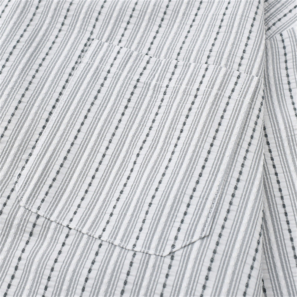 Blue Striped Long Sleeve Shirt Men – Oversized Relaxed Fit Button-Up