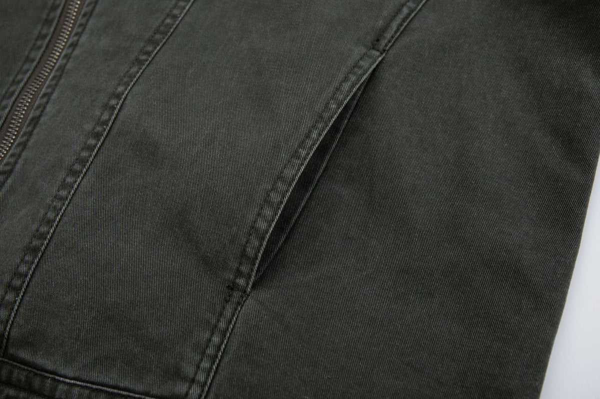 Men's Vintage Washed Moto Zip Jacket – Deconstructed Seam Detroit Style