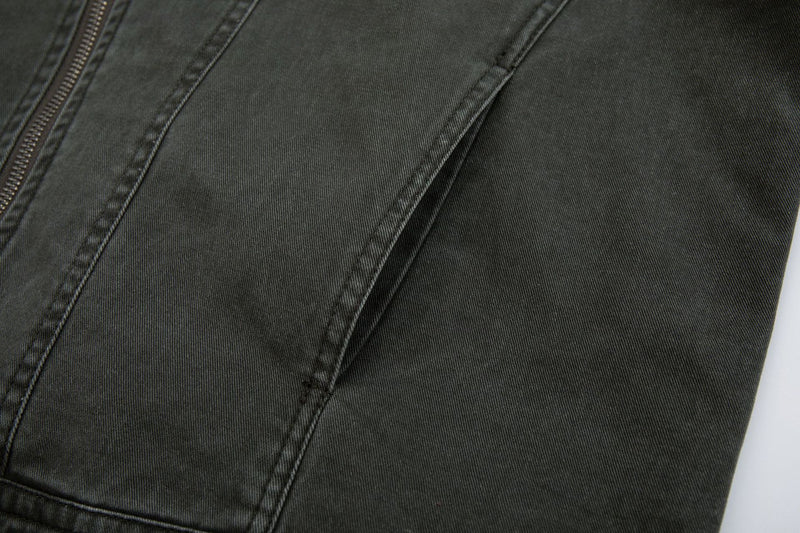 Men's Vintage Washed Moto Zip Jacket – Deconstructed Seam Detroit Style