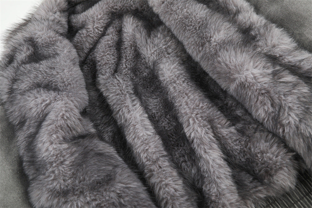 Men's Denim Jacket with Fur Lining – Washed Grey Bomber Jacket