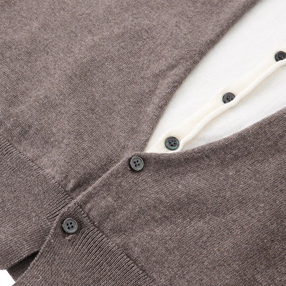Men's V Neck Sweater Two-Tone Faux-Layered Cardigan