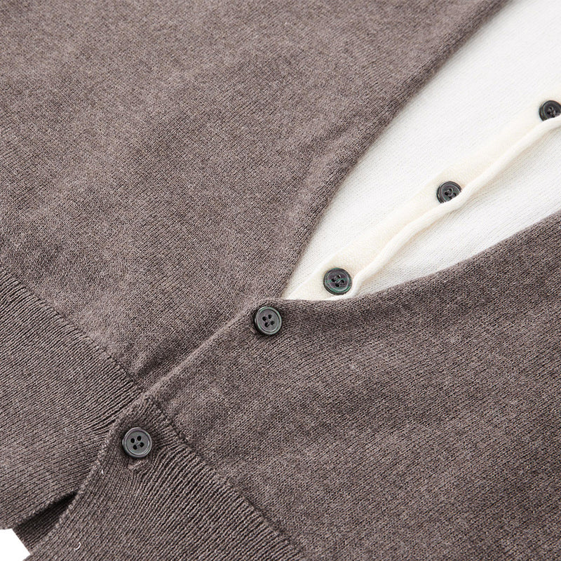 Men's V Neck Sweater Two-Tone Faux-Layered Cardigan