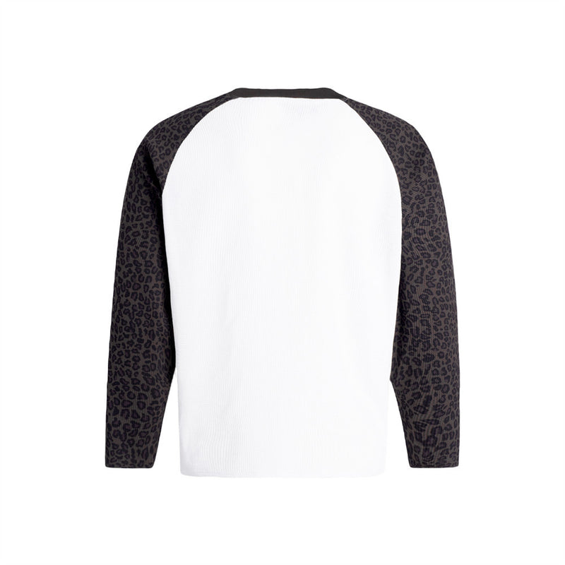 Men's Leopard Print Raglan Long Sleeve Waffle Shirt – Gothic Letter Graphic