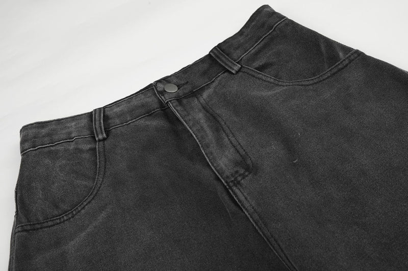 Baggy Wide-Leg-Jeans mit Stern-Print und Farbverlauf-Waschung – High-Waist-Schnitt mit geschwungener Silhouette