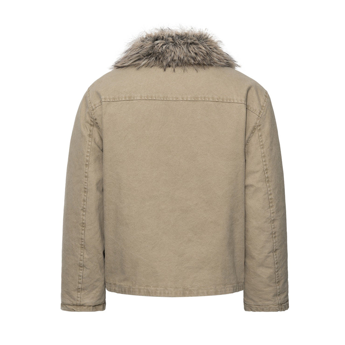 Men's Faux Fur Collar Cotton Padded Jacket with Toggle Closures