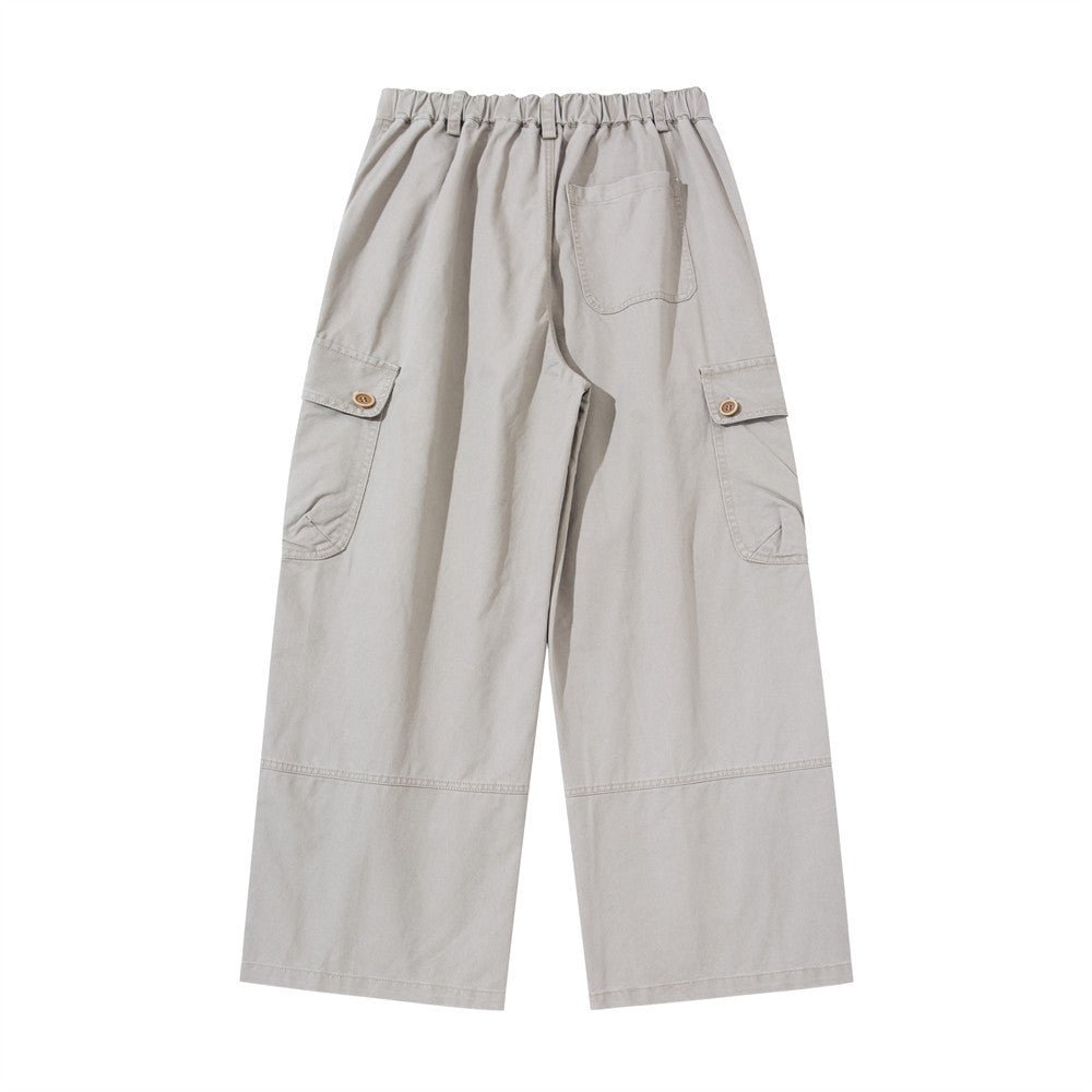 Wide-Leg Cargo Pants – Relaxed Fit Multi-Pocket Straight Trousers