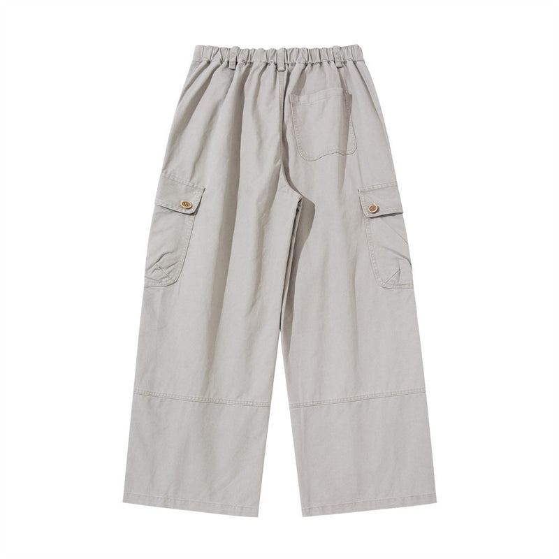 Wide-Leg Cargo Pants – Relaxed Fit Multi-Pocket Straight Trousers